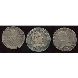 Lot of 3 French silver coins,