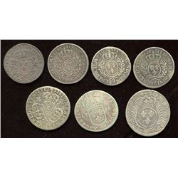 Lot of 7 French coins.