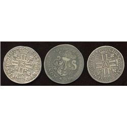 Lot of 3 French ½ Ecu,