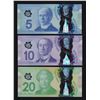Image 2 : Bank of Canada Polymer Radar Notes - Type set lot of 3 Unc Notes