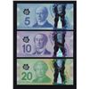 Image 2 : Bank of Canada Polymer Radar Notes - Type set lot of 3 Unc Notes