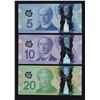 Image 2 : Bank of Canada Polymer Radar Notes - Type set lot of 3 Unc Notes