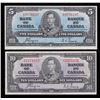 Image 1 : Bank of Canada $5 & $10, 1937