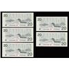 Image 1 : Bank of Canada $20, 1991 - Lot of 5 Consecutive Replacements