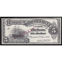 Banque D'Hochelaga $5, 1889