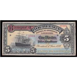 Banque D'Hochelaga $5, 1889