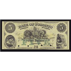 Bank of Toronto $5, 1890
