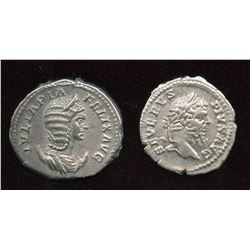 Septimius Severus (193-211 AD) & wife Julia Domna. Lot of 2