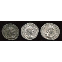 Mid 3rd Century Emperors. AR Antoninianus. Lot of 3