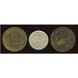 A. Bain Tokens. Lot of 3