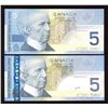 Image 2 : Rare Matching Number Consecutive Set - Bank of Canada $5, 2005 & 2008 Matched Number Radar Set