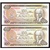 Image 1 : Bank of Canada $100, 1975 Radar - Lot of 2