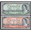 Image 1 : Bank of Canada $1 & $2, 1954 Devil's Face Matched Low Serial Numbered Pair