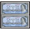 Image 1 : Bank of Canada $5, 1954 - Cool Serial Numbered Pair