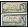 Image 1 : Bank of Canada $20, 1954 Million Numbered Pair