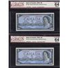 Image 1 : Bank of Canada $5, 1954 Ascending & Descending Serial Number Pair
