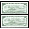 Image 2 : Bank of Canada $1, 1954 - Lot of 2 Consecutive Serial Number Replacement Notes