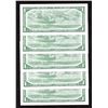 Image 2 : Bank of Canada $1, 1954 - Lot of 5 Consecutive Serial Number Repalcement Notes