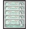 Image 1 : Bank of Canada $1, 1954 - Lot of 5 Consecutive Serial Number Repalcement Notes