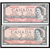 Image 1 : Bank of Canada $2, 1954 - Lot of 2 Replacements