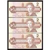 Image 2 : Bank of Canada $2, 1986 - Lot of 3 Transitional Prefix