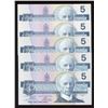 Image 1 : Bank of Canada $5, 1986 - Lot of 5