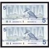 Image 1 : Bank of Canada $5, 1986 - Lot of 2 Replacement