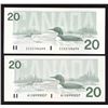 Image 1 : Bank of Canada $20, 1991 - Lot of 2 Replacement