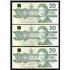Image 2 : Bank of Canada $20, 1991 - Lot of 3 Consecutive