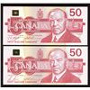 Image 1 : Bank of Canada $50, 1988 - Lot of 2