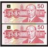 Image 1 : Bank of Canada $50, 1988 - Lot of 2