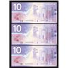 Image 1 : Bank of Canada $10, 2001 Replacement - Lot of 3
