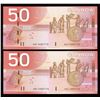Image 1 : Bank of Canada $50, 2006 - Lot of 2 Consecutive