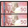 Image 2 : Bank of Canada $50, 2008 - Lot of 2 Consecutive