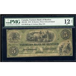 Farmer's Bank of Rustico $5, 1872