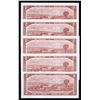 Image 2 : Bank of Canada $2, 1954 - Lot of 5 Notes