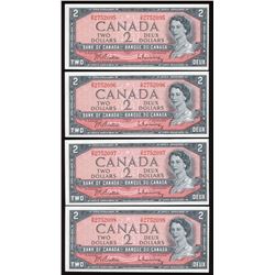 Bank of Canada $2, 1954 - 5 Consecutive