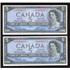 Image 1 : Bank of Canada $5, 1954 - 2 Consecutive Replacement Notes