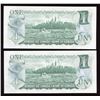 Image 2 : Bank of Canada $1, 1973 Lot of 2 Consecutive Replacement Notes