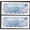 Image 2 : Bank of Canada $5, 1972 - Lot of 2 Consecutive Replacement Notes