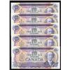 Image 1 : Bank of Canada $10, 1971 Low Serial Numbered Lot of 5 Consecutive Notes