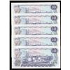 Image 2 : Bank of Canada $10, 1971 Low Serial Numbered Lot of 5 Consecutive Notes