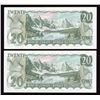 Image 2 : Bank of Canada $20, 1969 Low Serial Number Pair