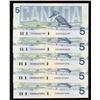 Image 2 : Bank of Canada $5, 1986 - Lot of 5