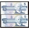 Image 2 : Bank of Canada $5, 1986 - Lot of 2