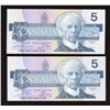 Image 2 : Bank of Canada $5, 1986 - Lot of 2 Replacement Notes