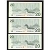Image 2 : Bank of Canada $20, 1991 Trio of Replacement Notes