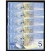 Image 2 : Bank of Canada $5, 2004 - Lot of 5 Consecutive Changeovers