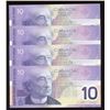 Image 2 : Bank of Canada $10, 2002 - Lot of 4 Consecutive Changeovers
