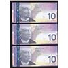 Image 1 : Bank of Canada $10, 2004 - Lot of 3 Consecutive Changeovers